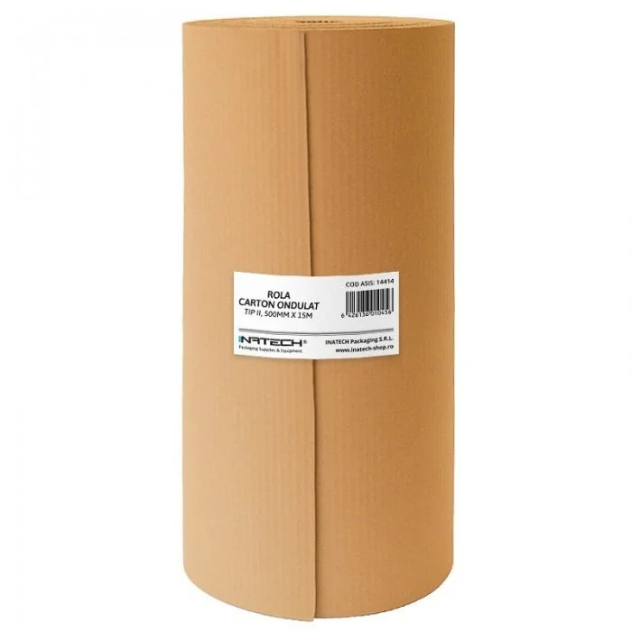 Rola Carton Ondulat Tip II (CO2) Lungime 15 m, Latime 500 mm, Culoare Natur, Metri Patrati / Rola 7.5-Role Din Carton Ondulat