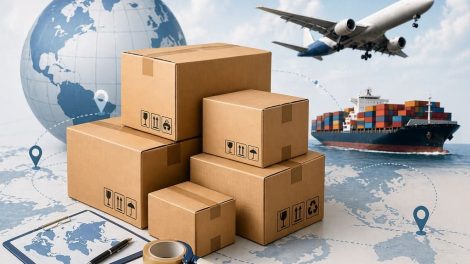 ilustratie cutii de carton pentru transport international