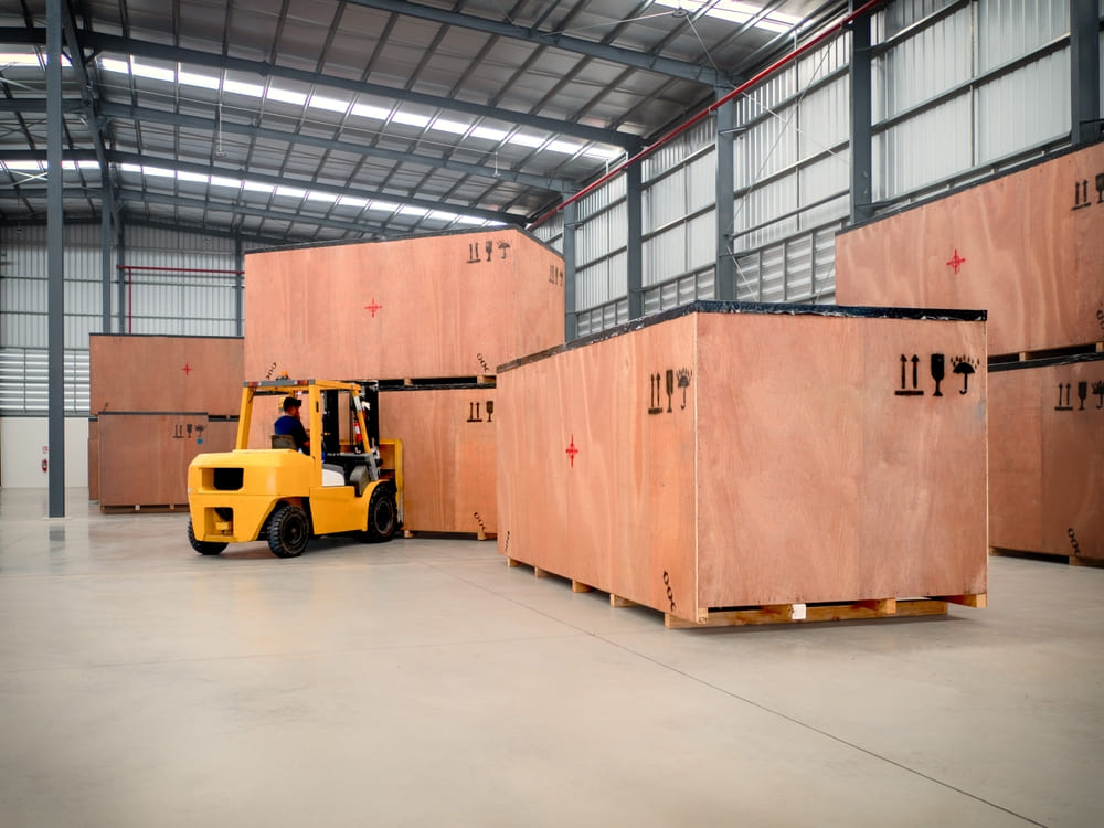 bulky products packaged in a warehouse
